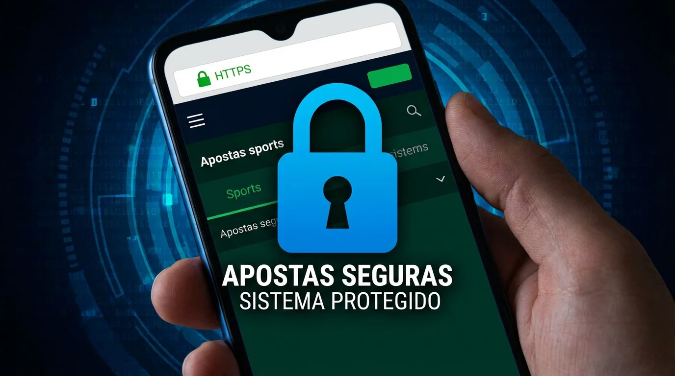 Cadeado de segurança digital sobre interface de apostas online em Portugal